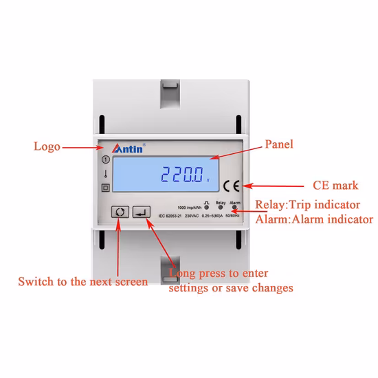 AT100g 단상 DIN 레일 에너지 미터, DIN 레일 미터, 에너지 미터, 파워 미터