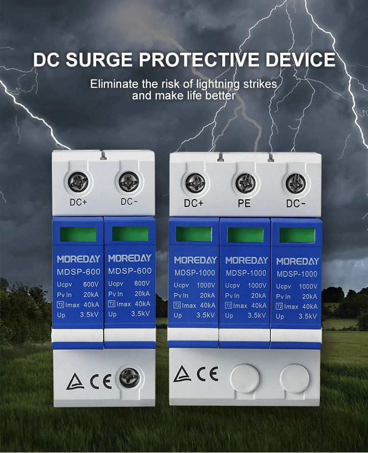 DC 500V 600V 2p Solar PV System Arrester Surge Protector Surge Protective Device