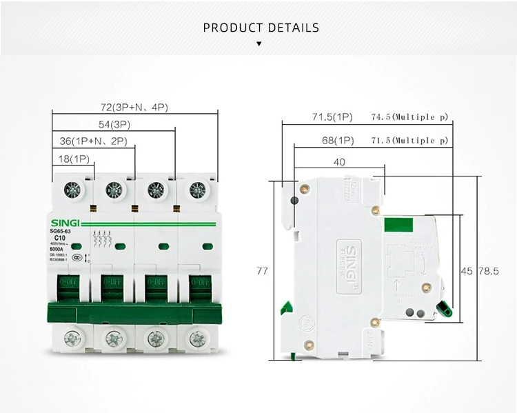 6A to 63A Singi Low Voltage Miniature Circuit Breaker with Factory Price