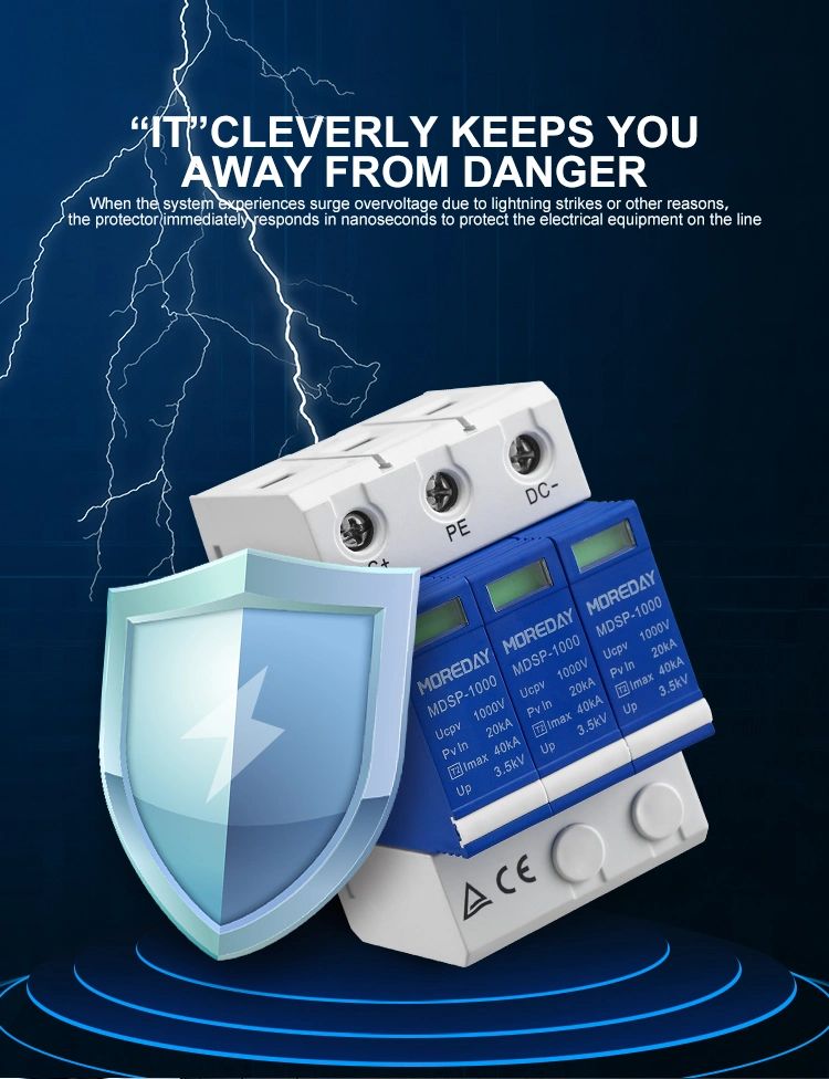 SPD DC 1000V 20ka~40ka House Surge Protector Protective Low-Voltage Arrester Device